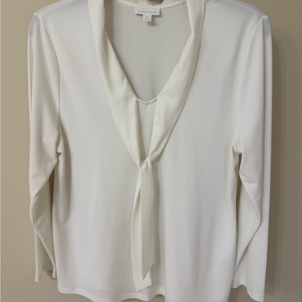 Charter Club Cream V-Neck Blouse